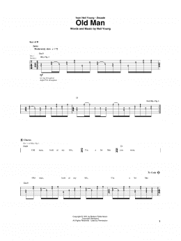 page one of Old Man (Guitar Rhythm Tab)