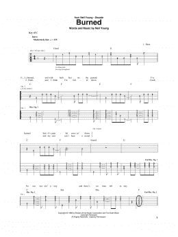 page one of Burned (Guitar Rhythm Tab)