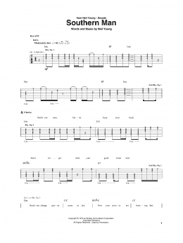 page one of Southern Man (Guitar Rhythm Tab)