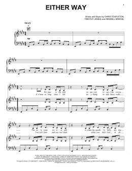 page one of Either Way (Piano, Vocal & Guitar Chords (Right-Hand Melody))