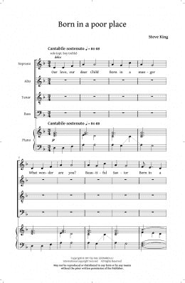page one of Born In A Poor Place (SATB Choir)
