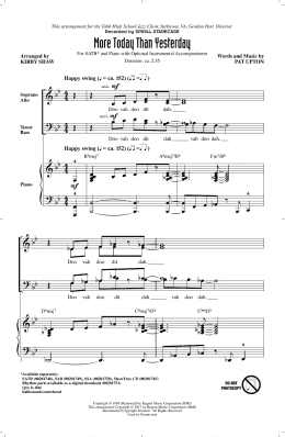 page one of More Today Than Yesterday (SATB Choir)