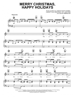 page one of Merry Christmas, Happy Holidays (Piano, Vocal & Guitar Chords (Right-Hand Melody))
