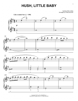 page one of Hush, Little Baby [Classical version] (arr. Phillip Keveren) (Easy Piano)