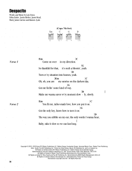 page one of Despacito (Guitar Chords/Lyrics)