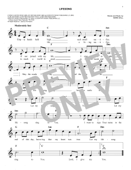 page one of Lifesong (Lead Sheet / Fake Book)