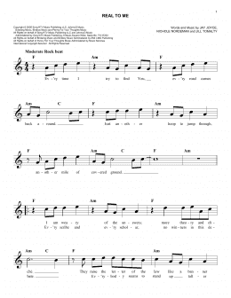 page one of Real To Me (Easy Lead Sheet / Fake Book)