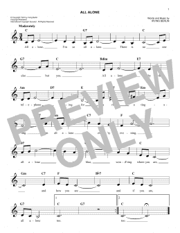 page one of All Alone (Lead Sheet / Fake Book)