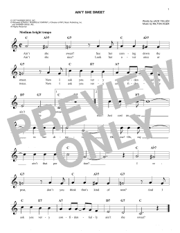 page one of Ain't She Sweet (Easy Lead Sheet / Fake Book)