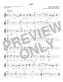 page one of Angry (Easy Lead Sheet / Fake Book)