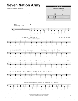 page one of Seven Nation Army (Drums Transcription)