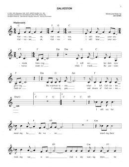 page one of Galveston (Lead Sheet / Fake Book)
