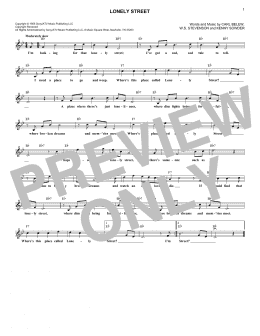 page one of Lonely Street (Lead Sheet / Fake Book)
