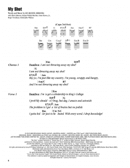 page one of My Shot (from Hamilton) (Guitar Chords/Lyrics)