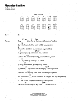 page one of Alexander Hamilton (from Hamilton) (Guitar Chords/Lyrics)