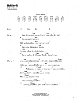 page one of Wait For It (from Hamilton) (Guitar Chords/Lyrics)