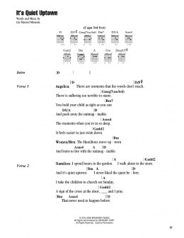page one of It's Quiet Uptown (from Hamilton) (Guitar Chords/Lyrics)