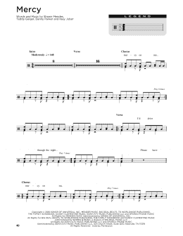 page one of Mercy (Drum Chart)
