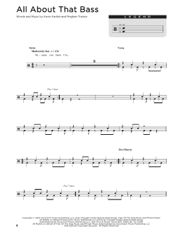 page one of All About That Bass (Drum Chart)