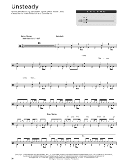 page one of Unsteady (Drum Chart)