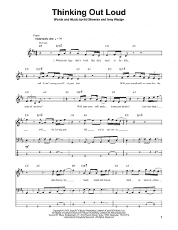 page one of Thinking Out Loud (Bass Guitar Tab)