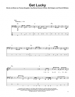 page one of Get Lucky (Bass Guitar Tab)