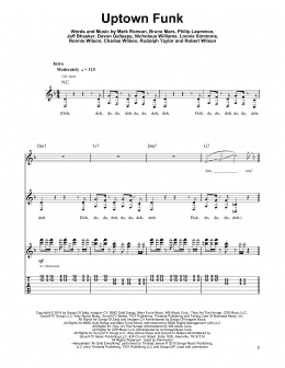 page one of Uptown Funk (feat. Bruno Mars) (Guitar Tab (Single Guitar))
