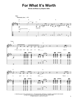page one of For What It's Worth (Guitar Tab (Single Guitar))