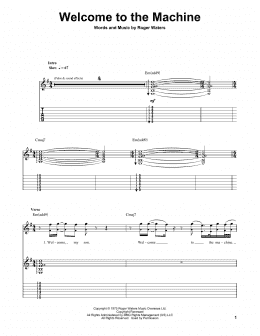 page one of Welcome To The Machine (Guitar Tab (Single Guitar))