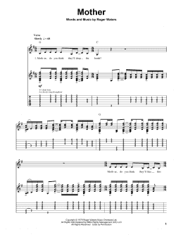 page one of Mother (Guitar Tab (Single Guitar))