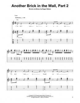 page one of Another Brick In The Wall, Part 2 (Guitar Tab (Single Guitar))