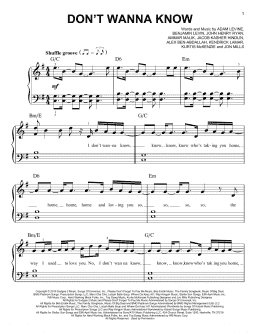 page one of Don't Wanna Know (Easy Piano)