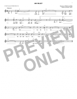 page one of Am I Blue? (Lead Sheet / Fake Book)