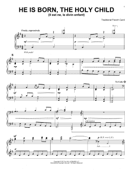 page one of He Is Born, The Holy Child (Il Est Ne, Le Divin Enfant) (Piano Solo)