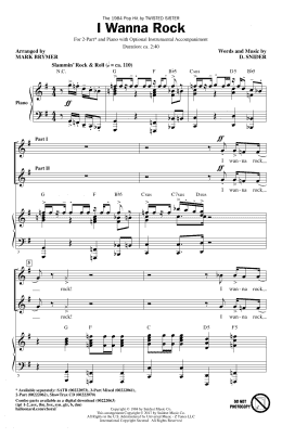 page one of I Wanna Rock (2-Part Choir)