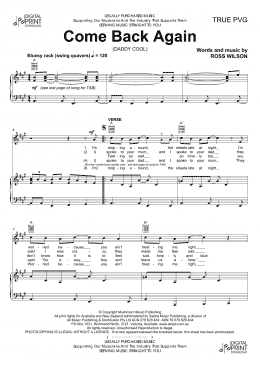 page one of Come Back Again (Piano, Vocal & Guitar Chords (Right-Hand Melody))