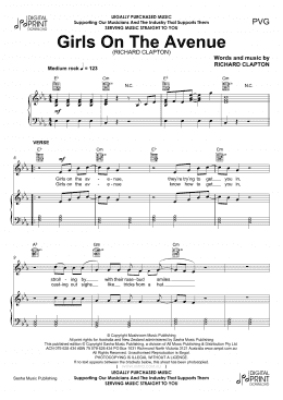 page one of Girls On The Avenue (Piano, Vocal & Guitar Chords (Right-Hand Melody))