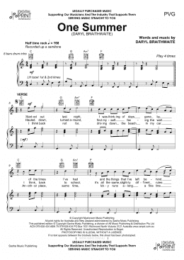 page one of One Summer (Piano, Vocal & Guitar Chords (Right-Hand Melody))
