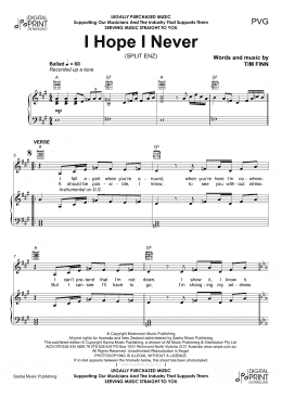 page one of I Hope I Never (Piano, Vocal & Guitar Chords (Right-Hand Melody))