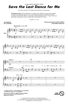 page one of Save The Last Dance For Me (arr. Ed Lojeski) (SAB Choir)