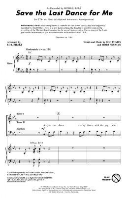 page one of Save The Last Dance For Me (arr. Ed Lojeski) (TTBB Choir)