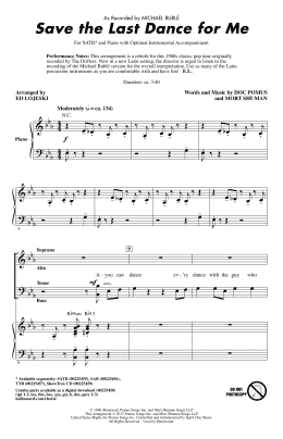 page one of Save The Last Dance For Me (arr. Ed Lojeski) (SATB Choir)