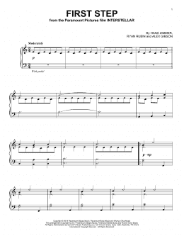 page one of First Step (from Interstellar) (Piano Solo)