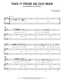 page one of Take It From An Old Man (from Waitress The Musical) (Piano & Vocal)