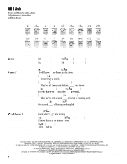 page one of All I Ask (Guitar Chords/Lyrics)