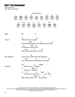 page one of Don't You Remember (Guitar Chords/Lyrics)