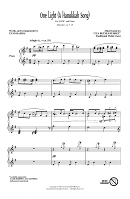 page one of One Light (A Hanukkah Song) (SATB Choir)