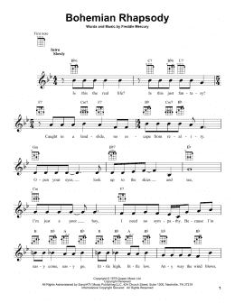 page one of Bohemian Rhapsody (Ukulele)