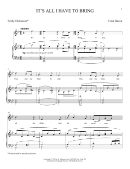 page one of It's All I Have To Bring (Bacon) (Piano & Vocal)