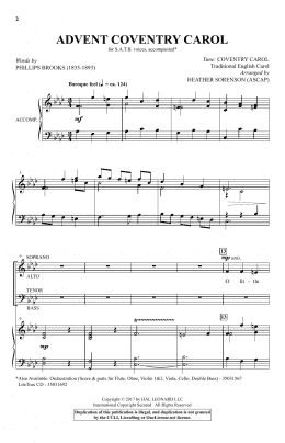 page one of Advent Coventry Carol (SATB Choir)